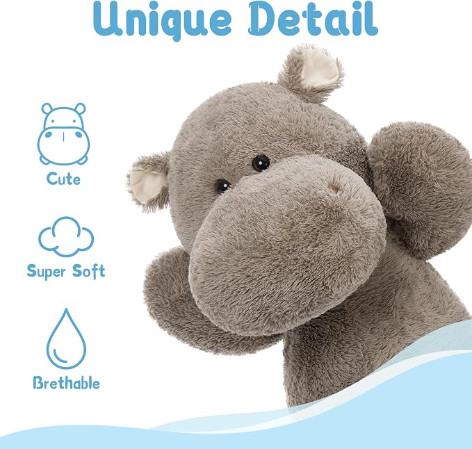 BENINY 36 Inch Giant Hippo Stuffed Animal, Oversized Gray Hippo Plush Pillow, Soft Humongous Hippopotamus Toy Gift for Kids, Boys and Girls