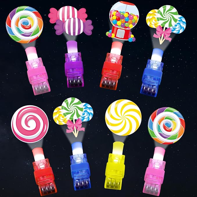 CHUNNIN 36 PCS Candy Birthday Party Favors Lollipop land LED Light Up Finger Lights, Glow in the Dark Candy world Party Bulk for Holiday Christmas Goodie Treat Bags Stuffers Candies Birthday Supplies
