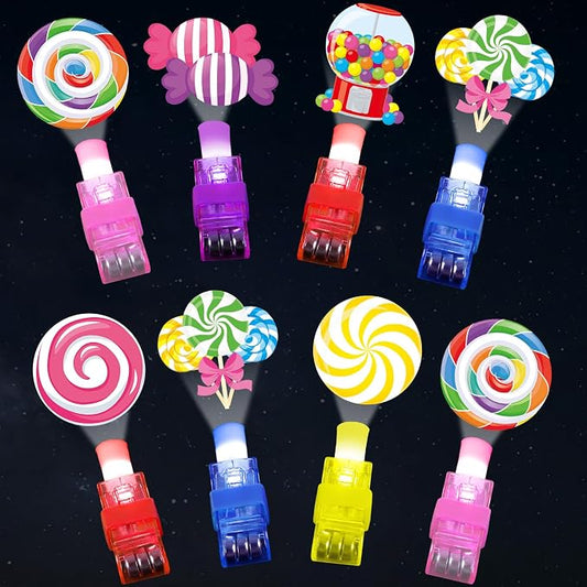 CHUNNIN 36 PCS Candy Birthday Party Favors Lollipop land LED Light Up Finger Lights, Glow in the Dark Candy world Party Bulk for Holiday Christmas Goodie Treat Bags Stuffers Candies Birthday Supplies