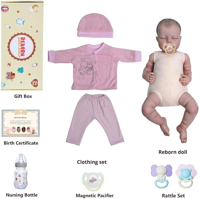 JIZHI Lifelike Reborn Baby Dolls - 18 Inch Realistic-Newborn Baby Dolls Girl Handmade Real Life Baby Dolls with Clothes for Kids Age 3+