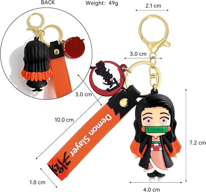 Anime Slayer Novelty Keychain, Collectable Cartoon Mini Figure, Cute Fun Keyring Jewelry Gift for Men and Women
