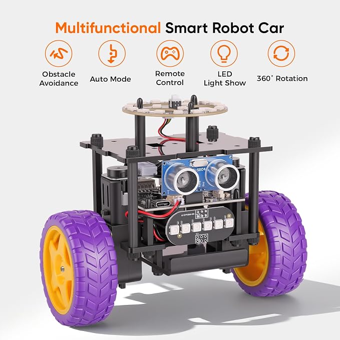 Smart Robot Car Kit Toys for Kids Ages 8-12 12-16, Remote Control Building Robotics Kit, STEM Educational Science Kit Gifts for Teen Boys Girls 8-13 14 15 16 Year Old