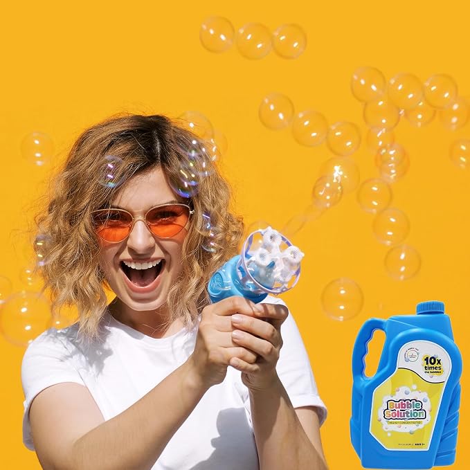 The Dreidel Company Ready Bubble Solution Refill for Toys, Up to 2.5 Gallon, Non-Toxic Large 32oz Ready Liquid for Bubble Machine, Guns, Wands, Lawn Mower Toy (6-Pack)