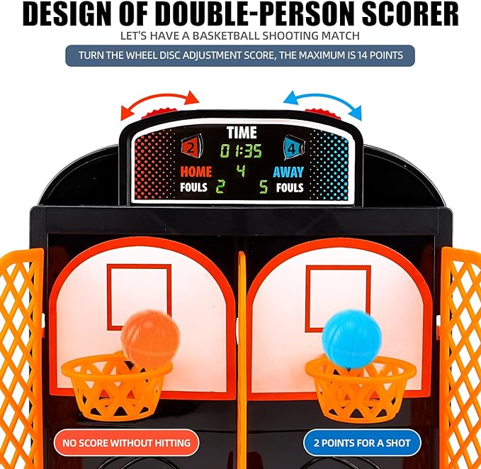 GOODLYSPORTS Mini Basketball, Table Top Games for Kids and Adults, Desktop Games, Desk Toys for Office for Adults, Basketball Gifts for Boys 8-12