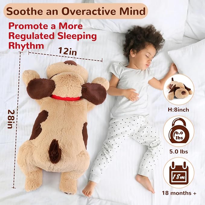 meowtastic Brown Dog Weighted Stuffed Animals - 28 Inch 5.0 Pounds Weighted Plush Dog Stuffed Animals - Large Stuffed Dog Weighted Plush Pillow - Cute Plush Toys Gifts for Kids & Adults (28" 5.0 lbs)