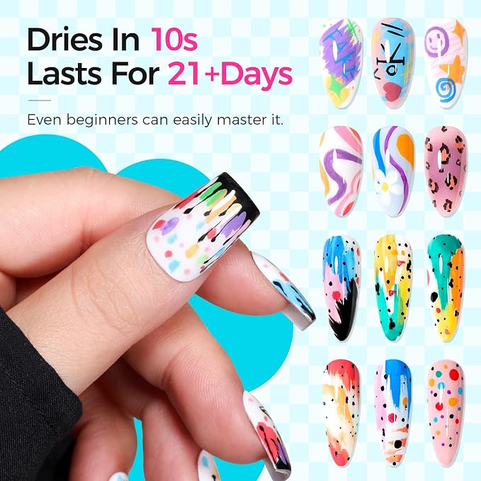 6 Colors Nail Art Pens Set - 3D Nail Polish Pens 0.7MM Acrylic Paint Pens Nail Markers for Nail Art Dotting Drawing Painting Liner Brush for DIY Home & Salon Halloween Decoration Beginners Gifts