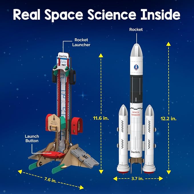 Smartivity DIY Rocket Launcher STEM Kit for Kids | 2025 Parents Choice Award Winner | Build Your Own Rocket & Launch it 10 Feet | Science Toy | Gift for Boys & Girls 6 7 8 9 10 11 12 Years Old
