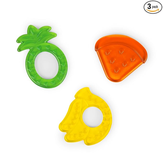 Bright Starts Juicy Chews 3-Pack Textured Teethers - Watermelon, Pineapple, Banana - BPA Free, Unisex, 3 Months +