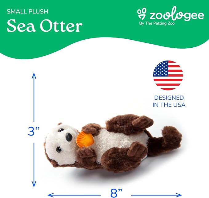 The Petting Zoo Sea Otter Stuffed Animal Plushie, Gifts for Kids, Scoopz Sealife Animals, Otter Plush Toy 8 Inches