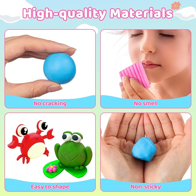 Polymer Clay Kit, 34 Colors Modeling Clay for Kids Adults, Funtopia Oven Bake Clay with Tutorial Book Sculpting Tools Storage Box for Sculpture, Crafting, DIY Projects, Jewelry Making(0.9oz/pc)