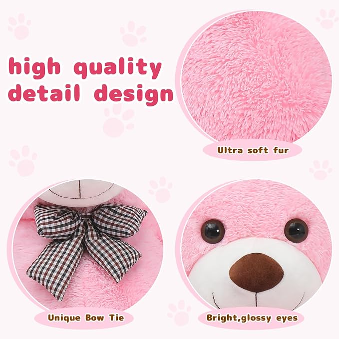 MaoGoLan Giant Pink Teddy Bear 55 inch Life Size Big Bear Large Stuffed Animals for Girlfriend