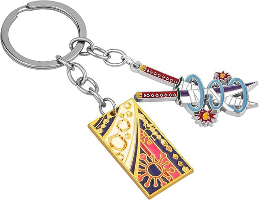 Demon Slayer Keychain, Anime Keychain with Sword & Charm Plate, Demon Slayer Merch & Gifts
