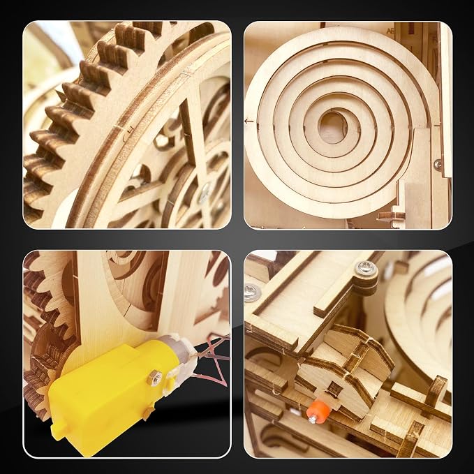 3D Puzzle Wooden Marble Run for Adults DIY Model Kit Assembly Wood Crafts Mechanical Puzzle for Teen Age 14+ Years Old