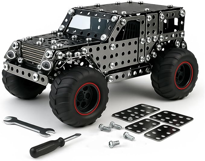 496 Pcs Metal Building Toys for Boys & Girls 8-12 Years Old, Off-Road Vehicle Model Truck Kits, STEM Engineering Construction Set, Monster Car Educational Gift for Kids Ages 8 9 10+