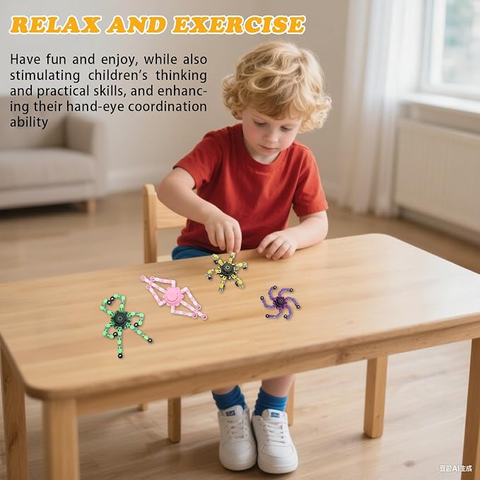 6Pcs Transformable Fidget Spinners Toys- Deformable Fingertip Gyro Stress Relief Sensory Toys, Easter Party Favors & Birthday Gifts for Kids Adults Boys Girls