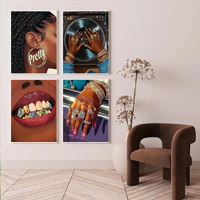Paint by Numbers for Adults and Kids Beginner 4 Pack Vintage Vinyl Record African American Painting by Number Kits On Canvas Number Artist Paint by Number Kit DIY Oil Acrylic Paints Home Wall Decor