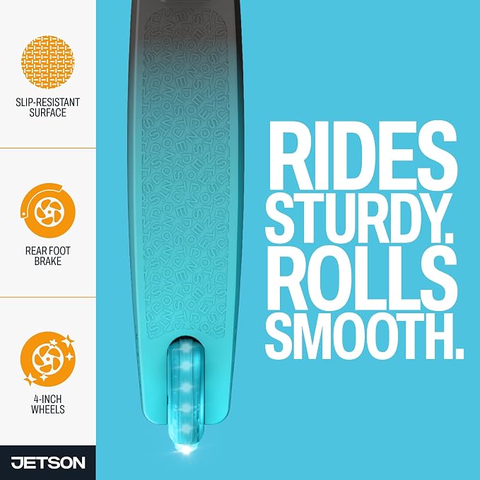 Jetson Juno 2-Wheel Light-Up Kick Scooter, Portable Folding Scooter for Kids with Light-Up 4-Inch Wheels, Adjustable Handlebar Height, Ages 5+