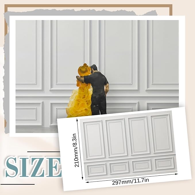 Flutesan 12 Pcs Miniature Dollhouse Wallpaper and Flooring Peel and Stick Mini DIY Self Adhesive Dollhouse Accessories 8.27 x 11.69 Inch (Vintage Artistic)