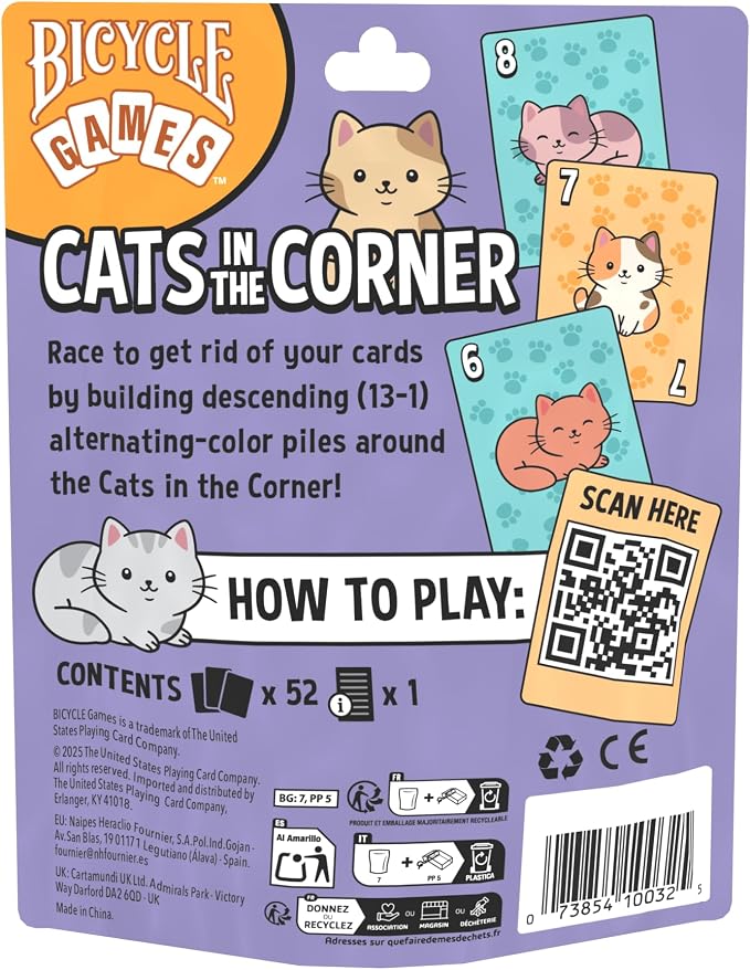 Bicycle Cats in the Corner Card Game – Family-Friendly Party Solitaire Card Game for Kids, Teens & Adults, Easy-to-Learn Strategy Gameplay, Fun Cat-Themed Game Night Activity