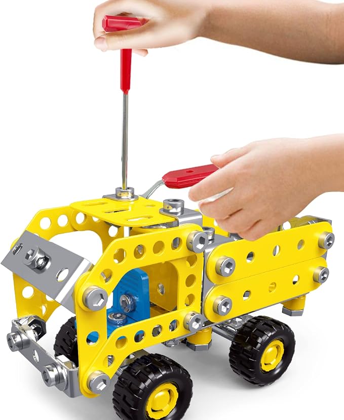 Ferthor Fun 7 in 1 STEM Toys,Creative Set for Boys Age 8-12,Learning Engineering Kids Building Blocks Model Kits,Metal Construction Toys for Kids 8 9 10 11 12+ Year Old(180PCS No Motor)