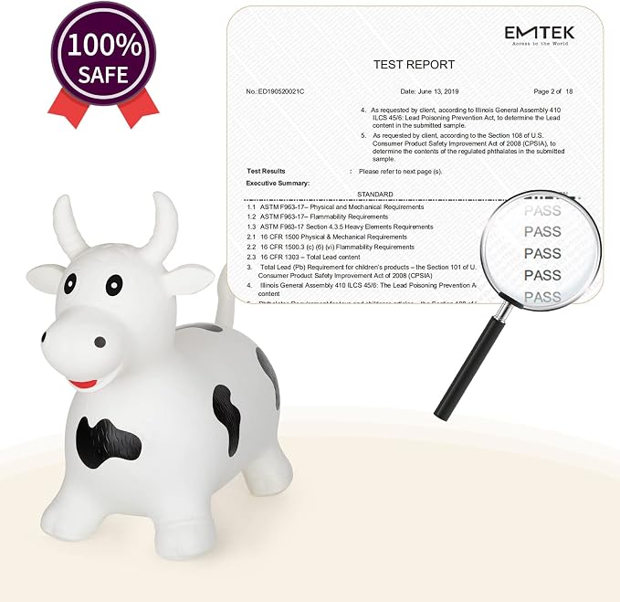 INPANY Inflatable Cow Farm Animal Hopper Toys for 1 2 Year Old Boy Gifts, Ride on Toddler Hopping Bull Toys, Outdoor Bouncy Jumping Horse for Kids/Children/Girls Birthday (Pump Included)