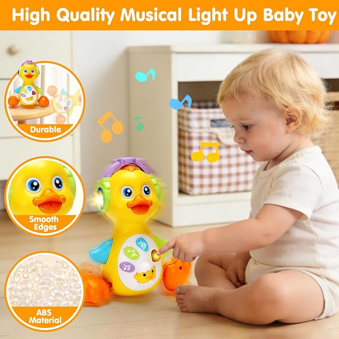Tsomtto Baby Musical Light Up Duck Toy, Baby Toys Dancing Crawling Tummy Time Toys, Newborn Infant Musical Learning Toy Gifts for Baby Boys Baby Girls