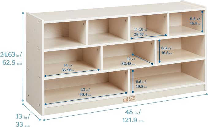 ECR4Kids Mobile Building Block Storage Cabinet, Large, Classroom Furniture, White Wash