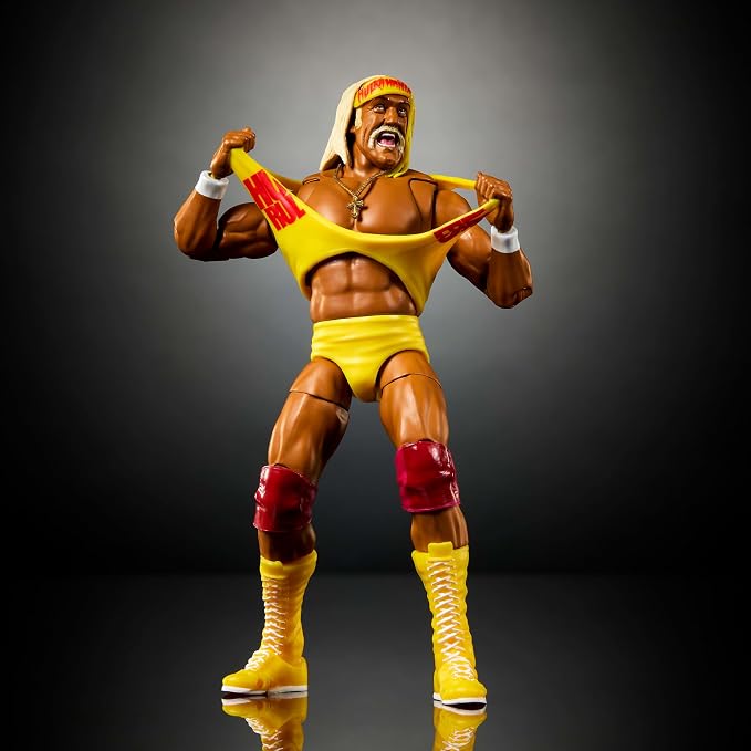 Mattel WWE Ultimate Edition Action Figure & Accessories Set, Hulk Hogan 6-inch Collectible with Swappable Heads & Hands, 30 Articulation Points