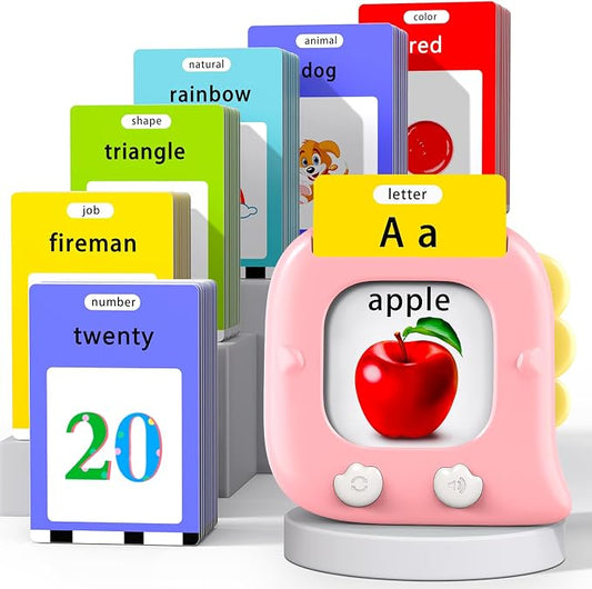 Kidzdo 520 ABCs Sight Word Talking Flash Cards for Toddlers, Easter/Birthday Gifts for 2 3 4 5 6 Year Old Girls, Early Educational Toys, Pocket Speech Learning Toys for Autistic Kids Ages 2-6, Pink