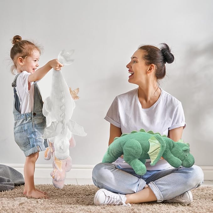 YOUBLEK 40In 2Lb Weighted Stuffed Animals,Cute Plush Dragon,Weighted Stuff Dinosaur Toy for Kids Adult Gift or Decoration (2lb, White)