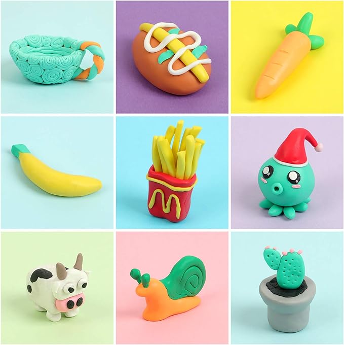 Aestd-ST Polymer Clay 50 Colors, Modeling Clay for Kids DIY Starter Kits, Oven Baked Model Clay, Non-Sticky Molding Clay with Sculpting Tools, Gift for Children and Artists