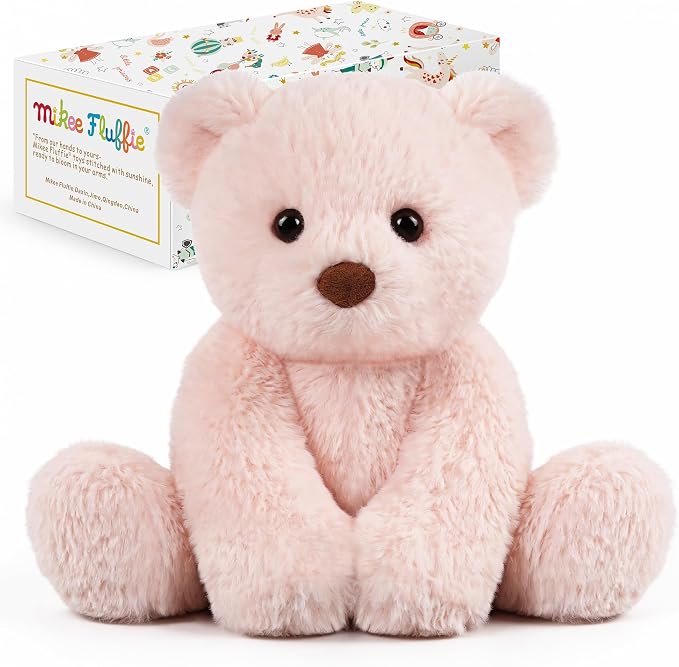 Teddy Bear Stuffed Animal, 9" Small Plush Toy for Girls Kids, Valentines Birthday Gift, Safe Material Washable, Pink
