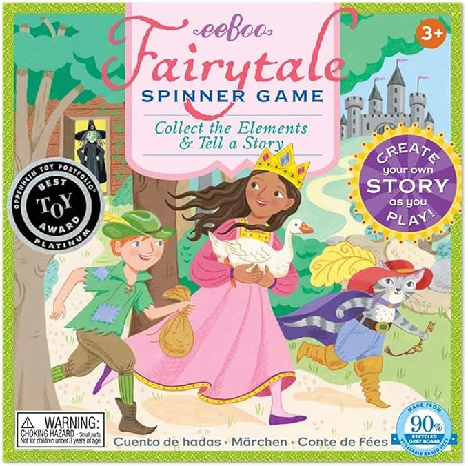 eeBoo Fairytale Spinner Game - Award Winning Story Building Spinner Game, Screen-Free Fun for 2-4 Players, Kids Ages 5 and up