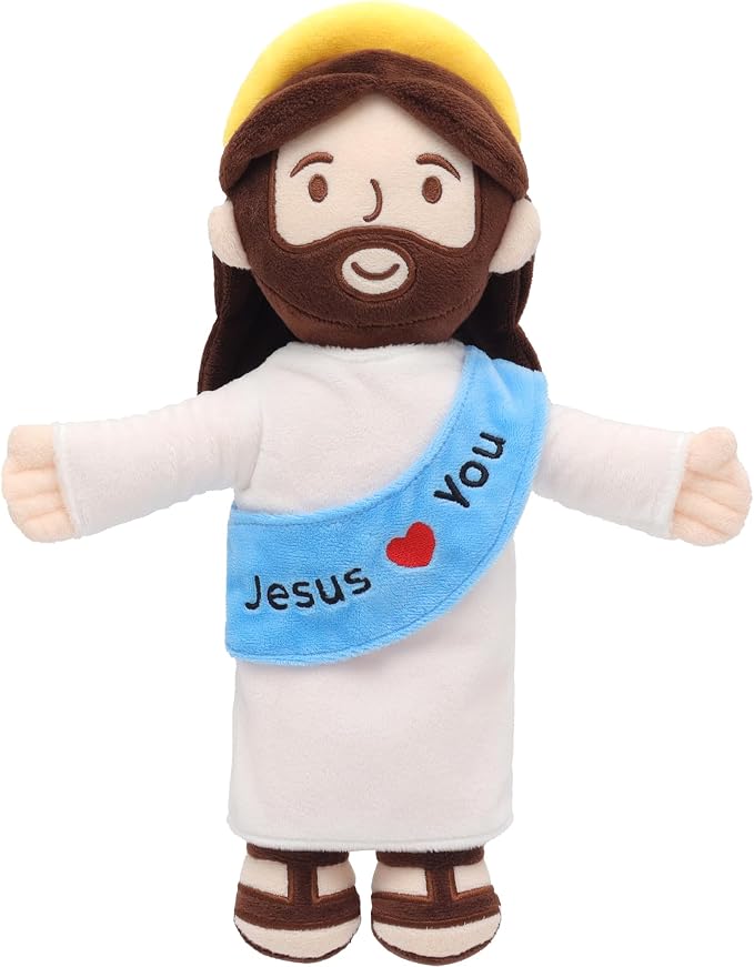 Yelakey Jesus Plush,Jesus Love You Stuffed Doll,Christian Baptism Gifts Plushie Toy for Baby Girls & Kids Christmas Easter Decoration 13"