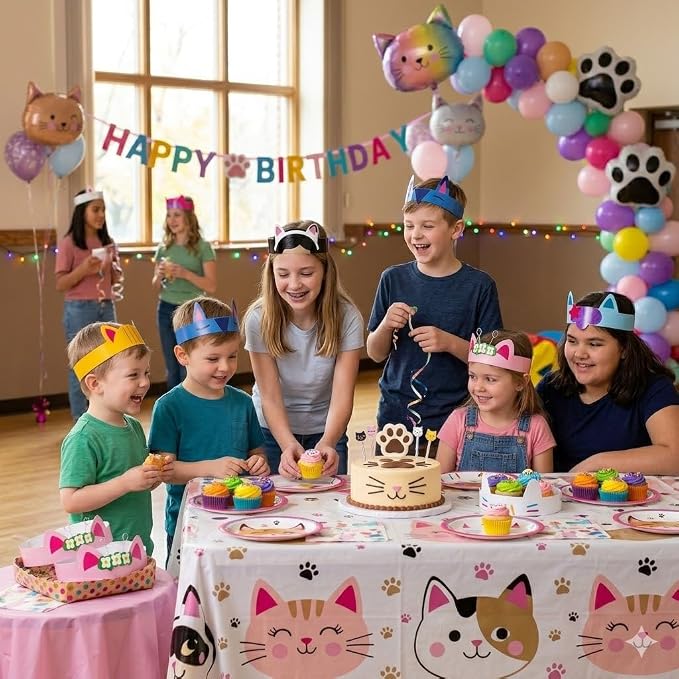 18 Cat Dollhouse & Friends Paper Crowns Headbands Tiara Party Favors