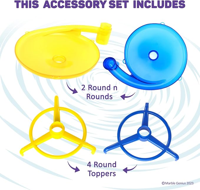 Marble Genius Sky High Circles, 6pcs Marble Run Accessory Set for Kids Ages 4+, Fun Ultimate Gravity-Defying Marble Track Race Add-on Kit for Teens STEM