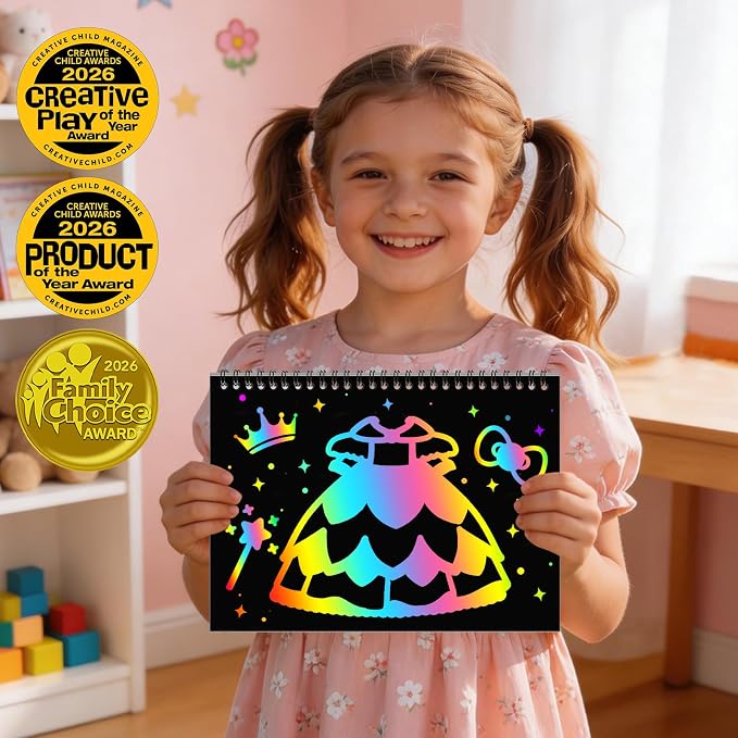 ZMLM Scratch Paper Art-Crafts Gift: 2 Pack Rainbow Notebooks Supplies Toys for 3 4 5 6 7 8 9 10 Years Old Girls and Boys Kids Easter Gifts Christmas Birthday Party Games Dress up
