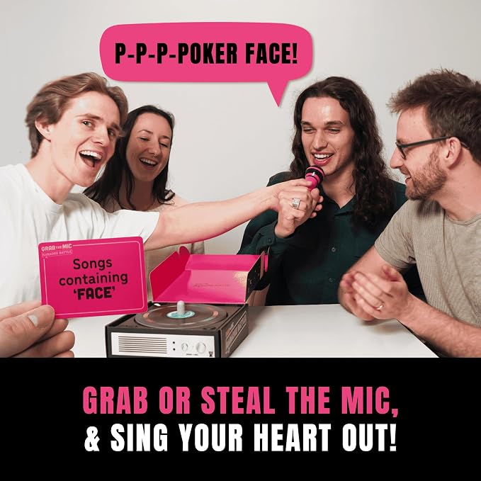 Lucky Egg Grab The Mic Karaoke Battle Game – Fast-Paced Singing Party Game with Spinning Record Timer - Singing Game for Teens & Adults | Fun Game Night for 2–12 Players (Ages 12+)