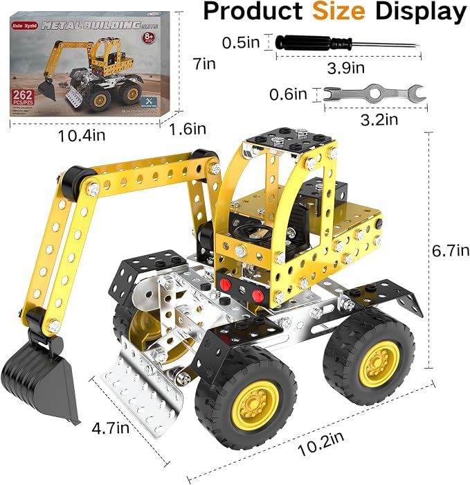 Jixin Xyzhi 3D Metal Excavator Model Kit – Metal Building Kit, STEM DIY Construction Set for Kids Ages 8-16, Mechanical Model Toy, Creative Gift for Boys & Girls (Large Excavator)