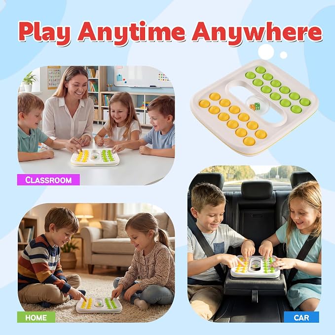 Kiditos Pop Math Game for Kids Ages 4–8, Fidget Math Board Game with Built-in Dice, Addition & Subtraction Learning Toy, Sensory STEM Toy for Classroom, Homeschool & Travel
