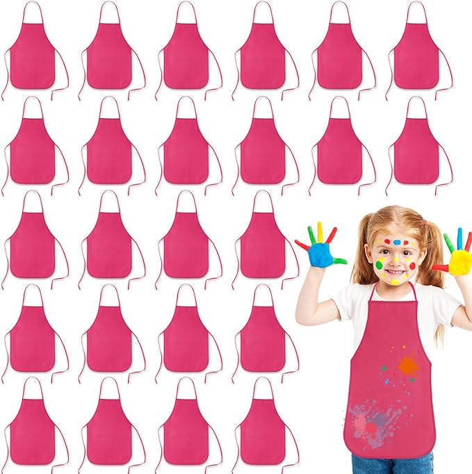 KUUQA 16/24/30/36/40Pcs Kids Apron Painting Aprons for Kids, Kids Paint Apron Art Smock for Classroom Painting Party Supplies