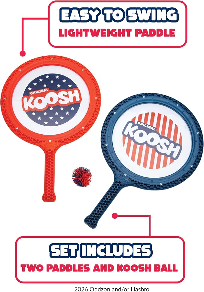 Koosh Paddle Playset 4th of July – Beach Toy - Outdoor Games for Adults and Family - Outdoor Games for Kids - Fidget Toys for Kids, Ages 4+