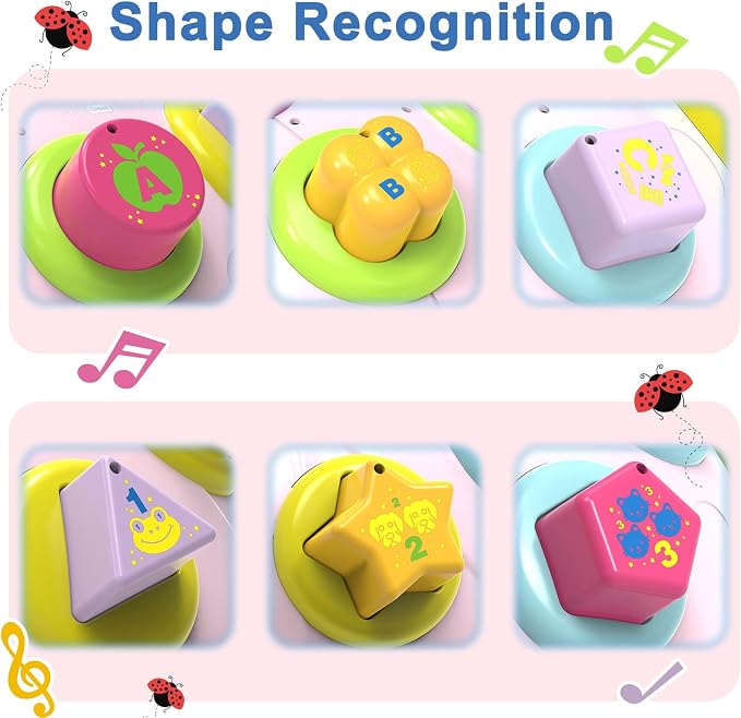 Holaxander Baby Musical Ladybug Crawling Toys,Baby Toy 6-12 Months with Light-up Music, Early Educational Learning Toy, Infant Gift Toys for 7 8 9 10 11 Months 1-2 Years Old Newborn Girls (Pink)