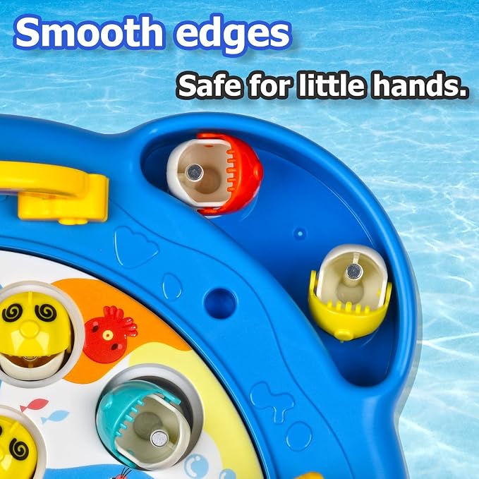 Magnetic Fishing Game Toy for Kids Ages 3-8 | Fun Kids Games with 25 Fish, 6 Poles & Rotating Board | Toddler STEM Toy, Montessori Toys with Music Switch | Birthday Gift for Boys and Girls