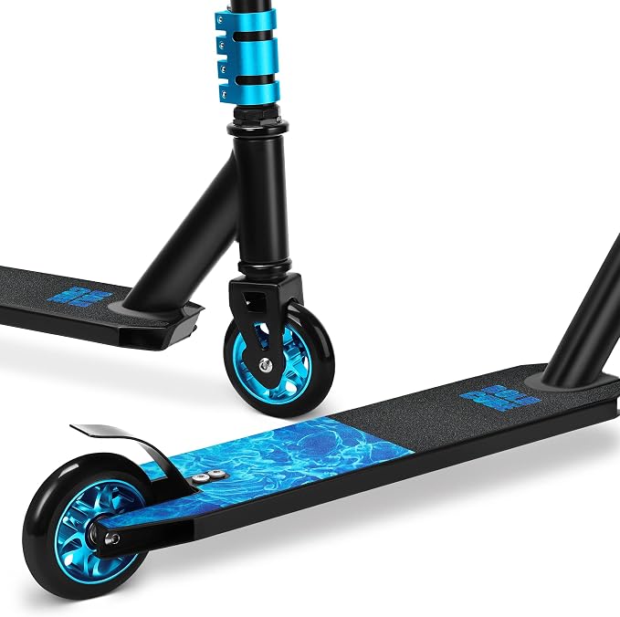 BOLDCUBE Deluxe Stunt Scooter for Boys and Girls Ages 8-12 Years | Anodized Finish | 4 Bolt Clamp | Marbled Grips | 7+ yrs