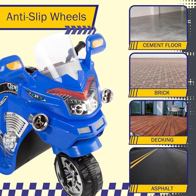 Ride on Toy, 3 Wheel Motorcycle Trike for Kids by Rockin' Rollers ? Battery Powered Ride on Toys for Boys and Girls, 3 - 6 Year Old - Blue FX