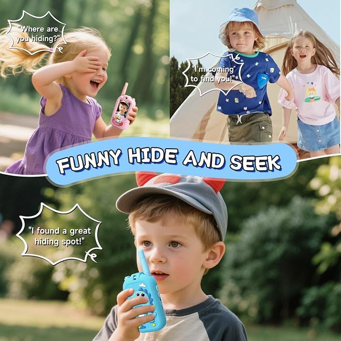 Video Walkie Talkies for Kids, Handheld 2 Pack Rechargeable Video Intercom Kids Walkies Talkies, Indoor Outdoor Toys for Family Games, Outside, Camping, Hiking for Boys Girls Ages 3-12 (bd/pu co)