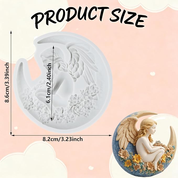 Moon Goddess Polymer Clay Mold Moon Angel Fairy Silicone Molds for DIY Craft Epoxy Resin Casting Polymer Clay Tools Crafts Air Dry Jewelry Making