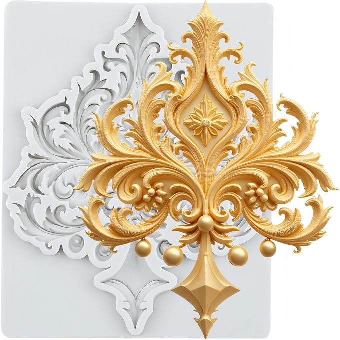 Baroque Style Relief Polymer Clay Molds Curlicues Scroll Lace Silicone Mold for Epoxy Resin Casting DIY Crafts Air Dry Polymer Crafts Supplies Clay Tools