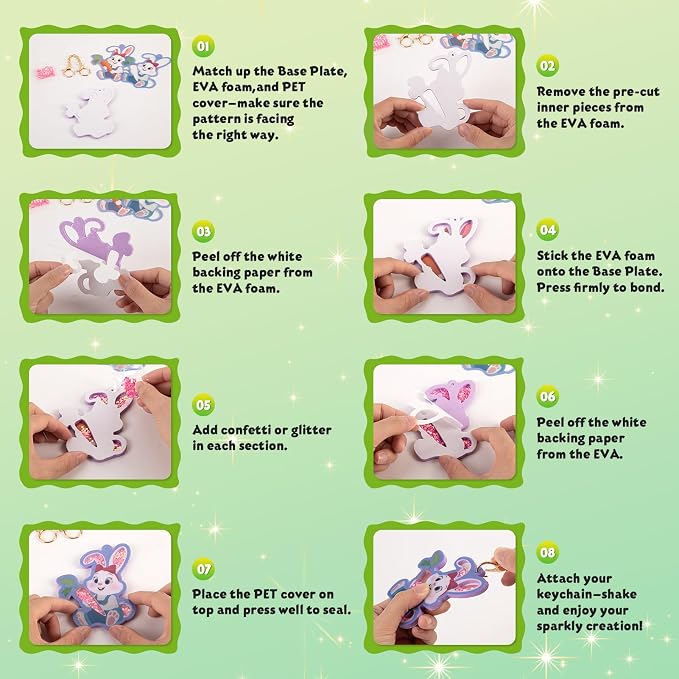 BoxNoble Shake-its Glitter Craft Kits, DIY Art Kit for Kids - Fun Shake Art Supplies, Creative Arts and Crafts Activity Gifts for Girls & Boys Ages 4 5 6 7 8 9 (Animals Friends)